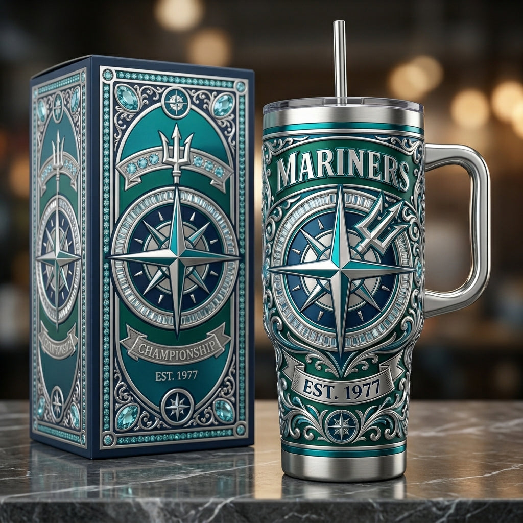 Seattle Mariners 40oz Tumbler with Lid and Straw