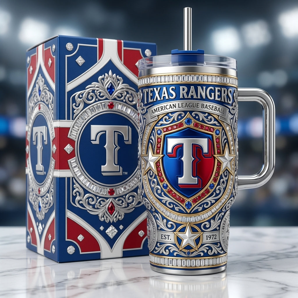 Texas Rangers 40oz Tumbler with Lid and Straw