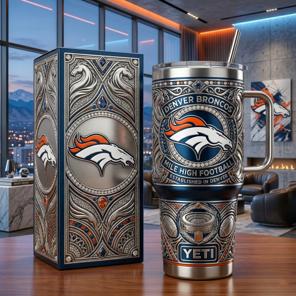 Denver Broncos 40 oz Tumbler with Handle and Lid