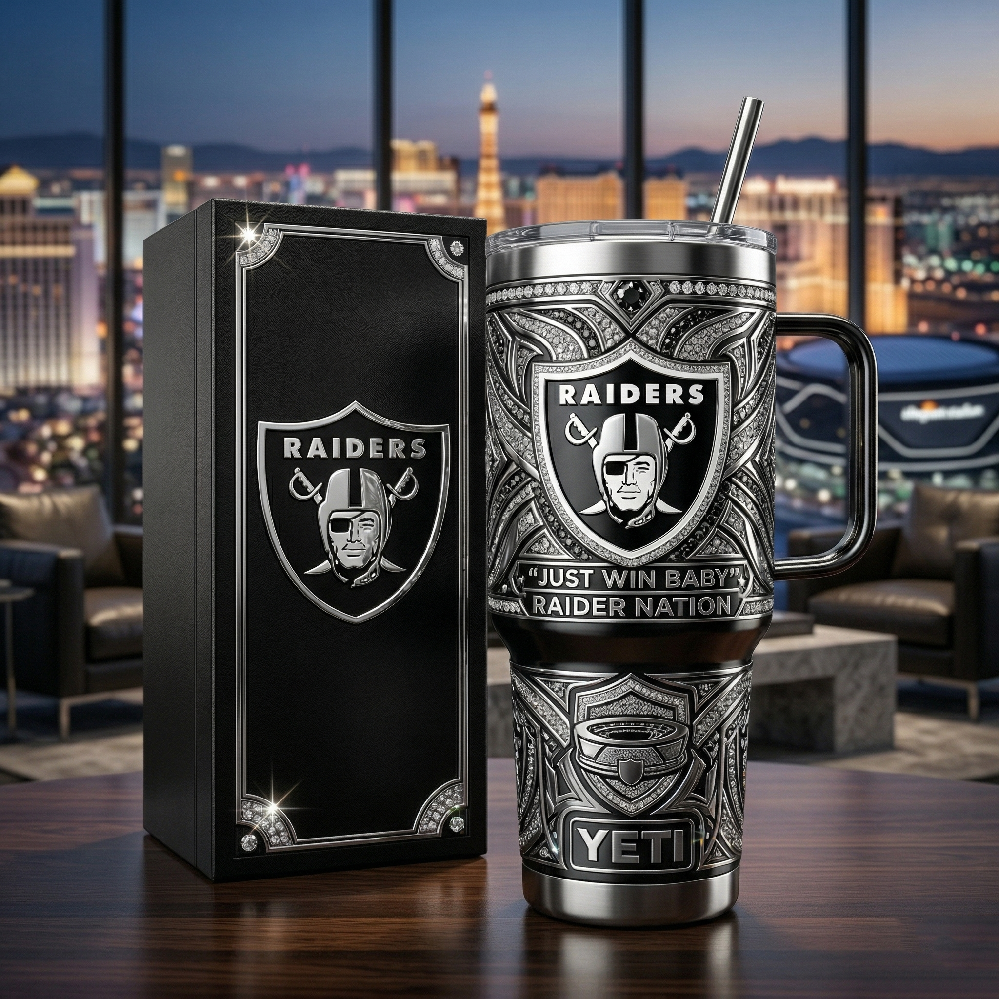 Las Vegas Raiders 40 oz Tumbler with Handle and Lid