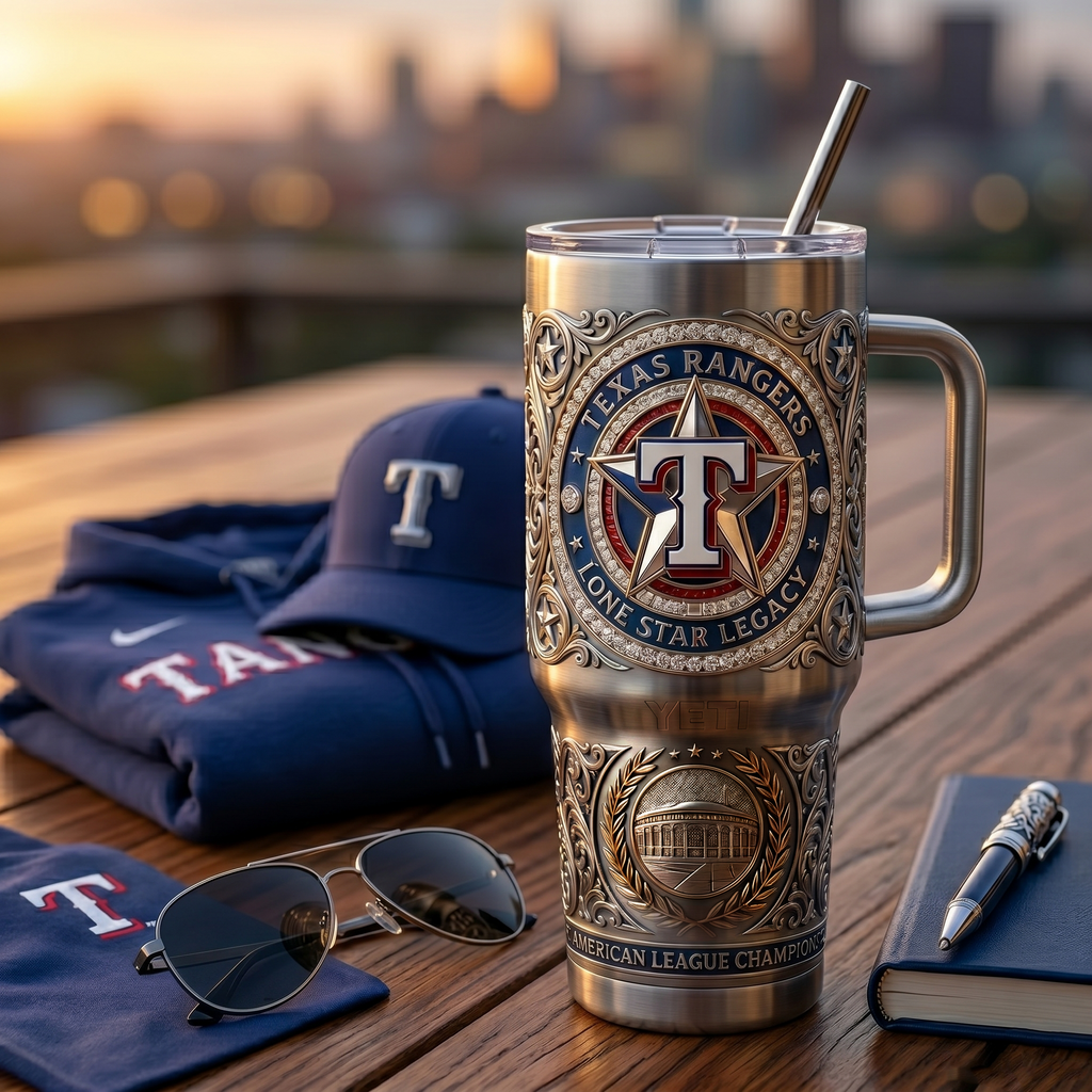 Texas Rangers 40 oz Tumbler with Handle and Lid