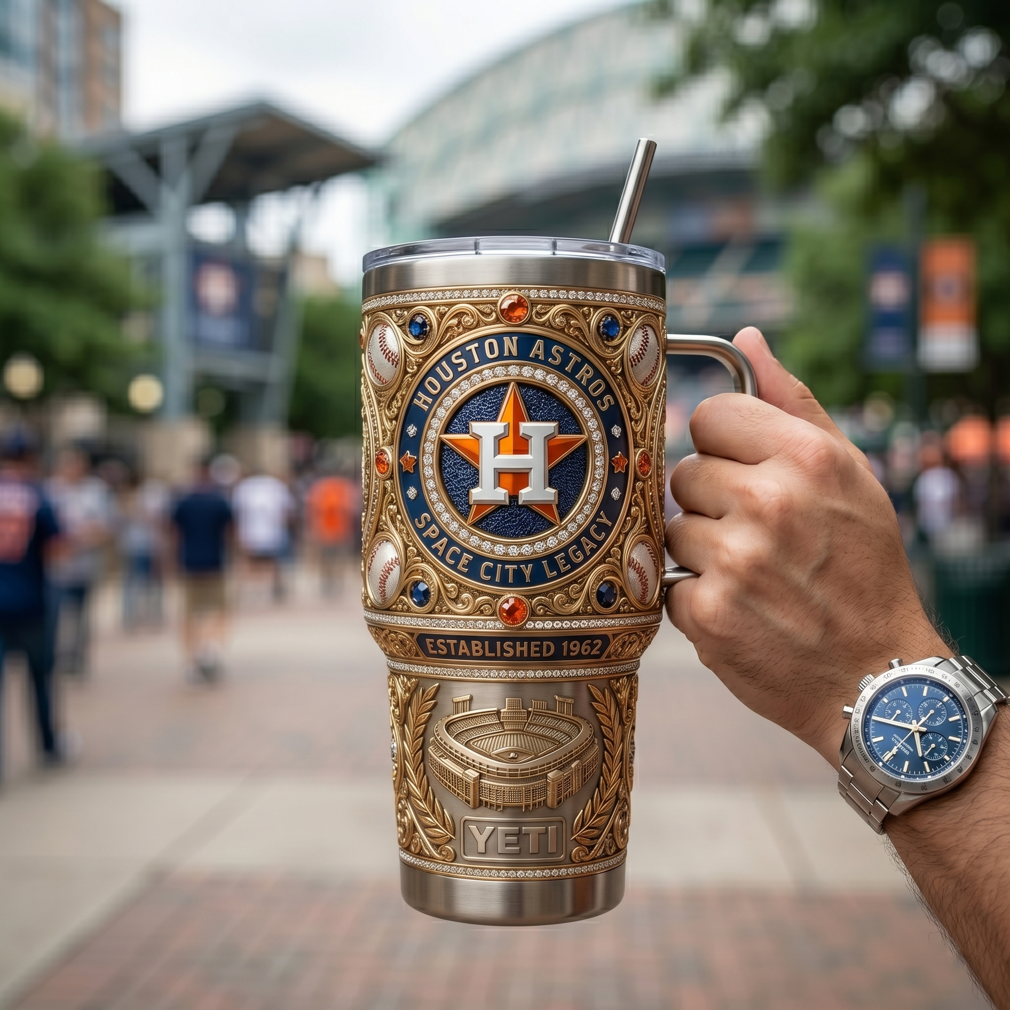 Houston Astros 40 oz Tumbler with Handle and Lid