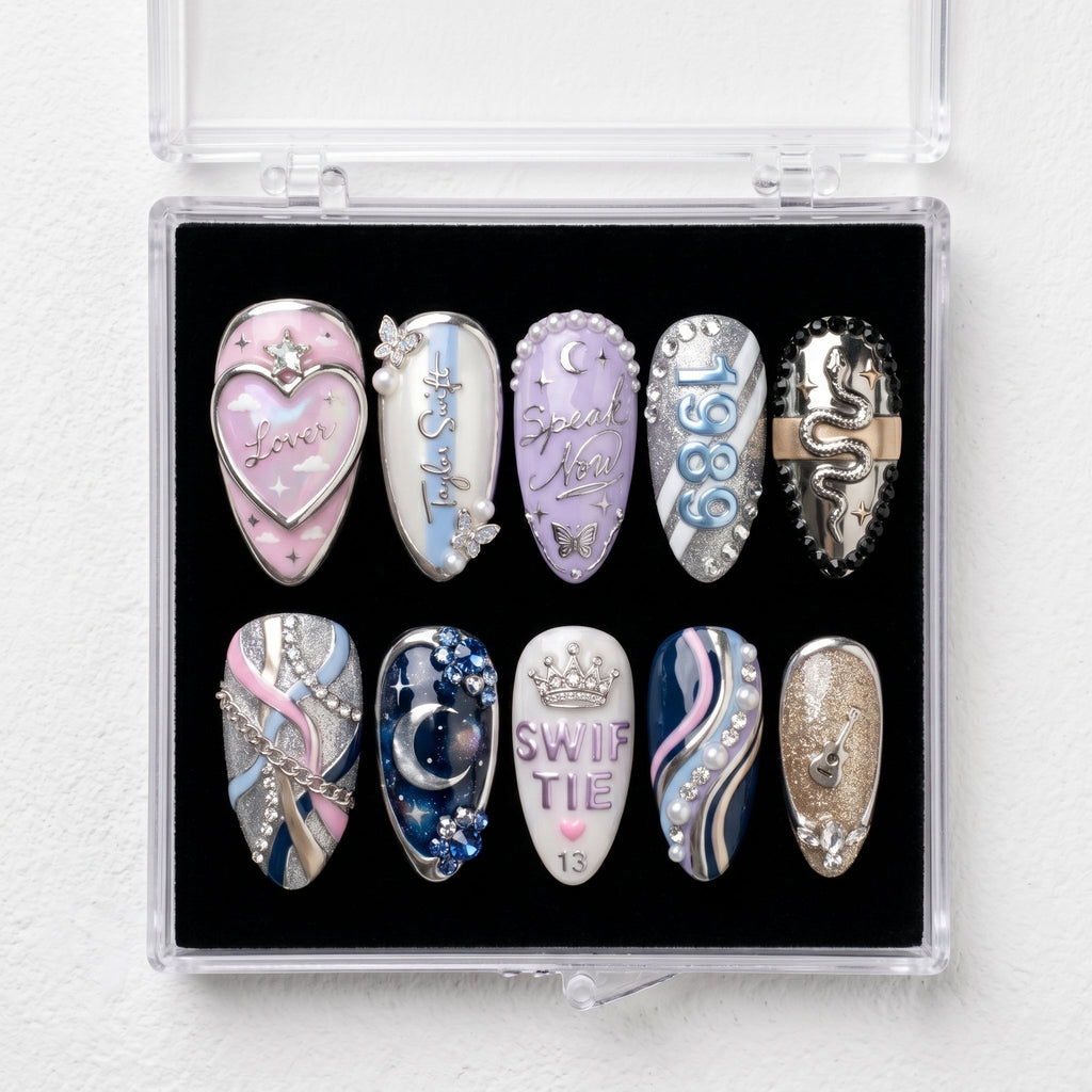 Taylor Swift Handmade Press On Nails | Reusable 3D Nail Set
